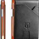 Slim Wallet for Men, Christmas Stocking Stuffers Gifts for Men Him, White Elephant Gifts for Adults Husband Boyfriend, RFID Blocking Minimalist Wallet for Men with Money Clip, Credit Card Holder (Classic Black & Orange)