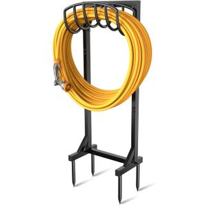 Garden Hose Holder with 4 Spikes, Water Hose Holders for Outside, Outdoor Garden Hose Storage Heavy Duty 150ft Hose Hanger Metal Hose Stand Detachable Hose Reel Rack Organizer