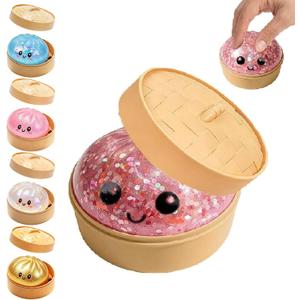 Glitter Dumpling Squishy,2026 Upgrade Dumpling Squishy Mystery Box,Colorful Dumplings Stress Balls Fidget Sensory Toy,Stocking Stuffers with Food Steamer Stretchy Desk Toys
