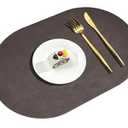Oval Leather Placemats Set of 6 Washable,Heat Resistant Table Mats for Dining Table, Durable and Easy to Clean for Daily Use 