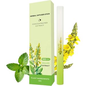 Mullein Herbal Diffuser Stick, Non-Electric Pocket-Sized Quit Smoking Inhaler, Natural Fresh Scent for Calm, 600 Uses