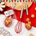 Zhehao 6 Sets 10 Inch Christmas Whisk Baking Gifts Sets Includes Stainless Steel Whisk Greeting Cards Ribbon and Plastic Bags for Neighbor Family Cooking Supplies Christmas Stocking Stuffers Ideas