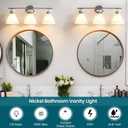 WOSHITU Nickel Bathroom Vanity Light Fixtures: Vanity Lighting Fixtures Over Mirror 23.4 inch with Milky White Frosted Glass, 3-Lights Vanity Light Above Mirror Bathroom Wall Light(Exclude Bulb)