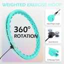 Weighted Hula Circle with 26/32 Links(56-66 Inch) for Adults Weight Loss, Infinity Fitness Hoop Plus Size, for Women Smart Exercise Equipment (26Links-Blue Green)