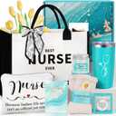 Nurse Gifts for Women, Rn Appreciation Gift Set Nurses Week Set Graduation Box Christmas Basket for Nurses Female Nursing Student with Canvas Beach Tote Bag Tumbler Keychain Purple