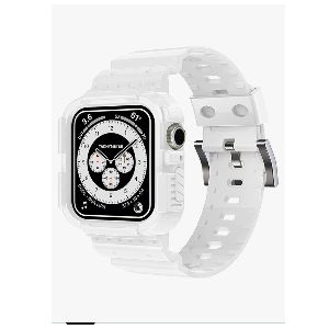 Blingbrione Clear Band Compatible Apple Watch Women 38mm 40mm 41mm 42mm 44mm 45mm 46mm Men,Transparent Jelly Soprt Strap with Cover Case Protector for iWatch Series 11 10 9 8 7 6 5 4 3 2 1 SE 