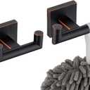 KOKOSIRI Robe Hooks Bathroom Double Towel Coat Hook for Bath Kitchen Hardware Wall Mounted, 2 Pack Oil Rubbed Bronze Stainless Steel B1015ORB-P2