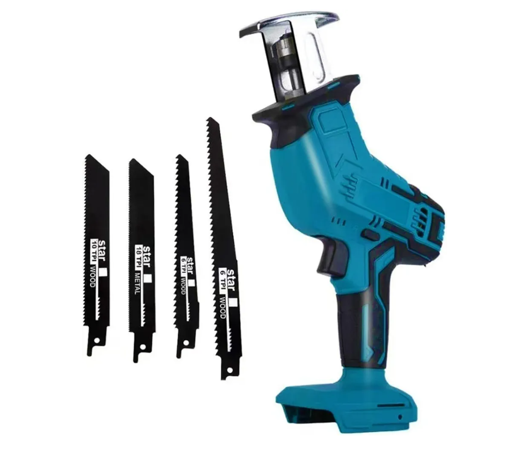 Reciprocating Saw Cordless for Makita 18V LXT Battery, Brushless Power Cordless Recipro Saw, 0-3000 RPM Variable Speed, Quick Easy Blade Change, 4 Saw Blades for Wood/Metal/PVC Cutting(No Battery)
