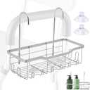 Shower Caddy Hanging, Stainless Steel Showers Organizer Rack with Hooks and Suction Cup for Elderly Seniors Disabled Handicap (Silver Color)