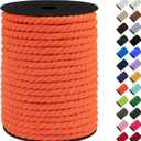 1 Inch 56 Feet Macrame Cord, Cotton Cord Rope String 3 Strands Twisted Braided Thick Macrame Cord [for Crafts Wall Plant Hangers] - Orange
