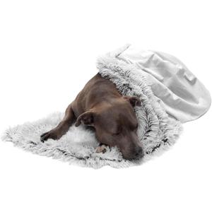 Furhaven Waterproof Throw Blanket for Dogs & Indoor Cats, Washable - Shaggy Plush Calming Long Faux Fur & Velvet Dog Blanket - Mist Gray, Large