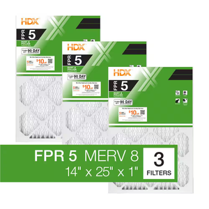 14 x 25 x 1 Standard Pleated Air Filter FPR 5, 3-Pack, Air Filters Replacement
