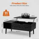 Lift Top Coffee Table, Mid Century Modern Storage Coffee Table, Center Table for Living Room with Hidden Storage and Open Shelving, Suitable for Living Room Tables, Black