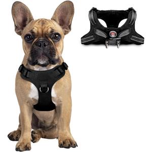 Dog Harness Step in Dog Vest Harness, Reflective Adjustable Puppy No Pull Harness Breathable Soft for Small and Medium Dogs Cats, Black, S