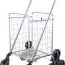 dbest Products Stair Climber Cruiser Cart Shopping Grocery Rolling Folding Laundry Basket on Wheels Foldable Utility Trolley Compact Lightweight Collapsible, Silver