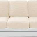 H.VERSAILTEX Multi-Pieces Sofa Covers for Three Cushion Couch Sofa High Stretch Seat Cover Jacquard Textured Twill Fabric(3 Seat Cover Plus 3 Back Cushion Covers, Cream)