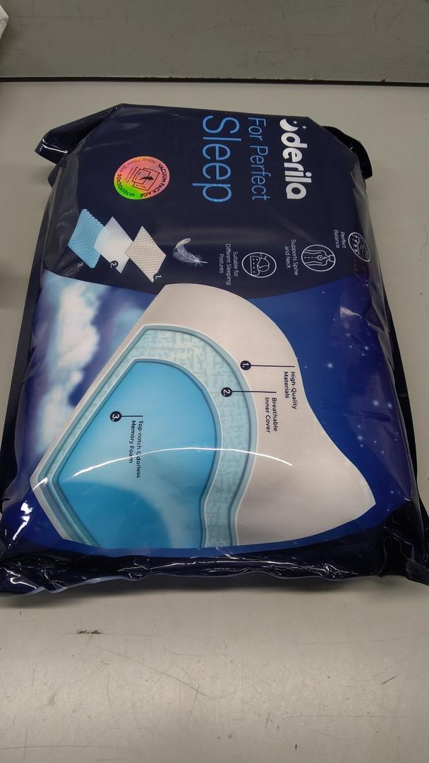 Derila Cervical Neck Pillow for Sleeping - Ergonomic Neck Support Pillow for Back, Stomach, Side Sleeper Contour Memory Foam Pillows for Shoulder Relief 12.2" x 16.9" x 3.14" 