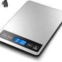 Fuzion Food Scale, 1g/0.1oz Digital Kitchen Scale - 22lb, 7 Units, Tare & PCS, Rechargeable Power, Tempered Glass & Stainless Steel - Food Weight Scale Grams and Ounces for Cooking, Baking (LCD-Piece Counting, Silver)