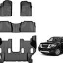 Floor mats Compatible with 2019-2024 Armada/Infiniti QX80 (7 Seats) : Custom Fit All Weather TPE Heavy Duty Car Floor Liners 2019 2020 2021 2022 2023 2024 Armada Accessories