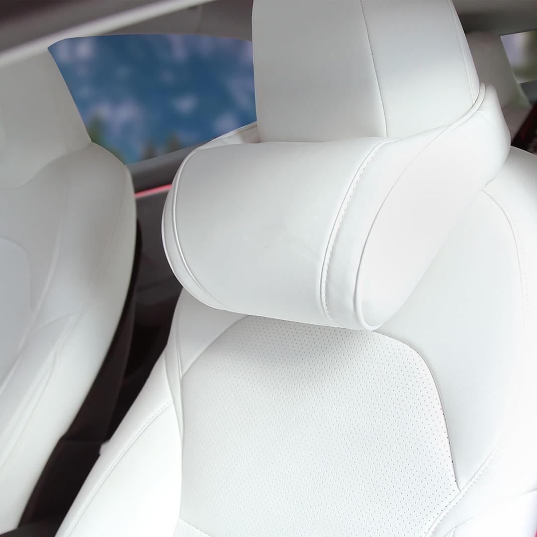 Car Neck Pillow for Tesla Model 3 Model Y Model S Model X Cybertruck Accessories Memory Foam Ergonomic Design Comfortable Headrest Cushion, 1 Piece, White