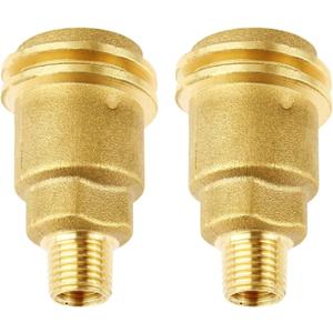 QCC1 Nut Propane Gas Fitting Adapter with 1/4 NPT Male Threaded Propane Tank Adapter Quick Connect Fittings - Solid Brass QCC1 Propane Hose Adapter Fits Camping 2PCS