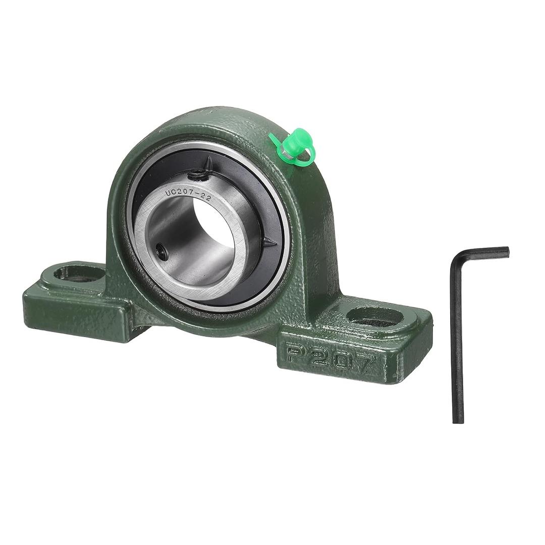 uxcell UCP207-22 Pillow Block Bearings, 1-3/8 inch Bore Self Alignment, Solid Cast Iron Base, Chrome Steel Flange Mounted Pillow Block Ball Bearing, (ABEC3)