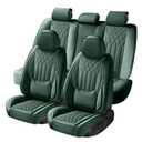 Green Car Seat Covers Front Seats Full Coverage Universal Fit Luxury Leather, Anti-Slip,Waterproof, Built-in Lumbar Support, Fits Most Cars/SUVs/Trucks, Front & Rear Seat Protection