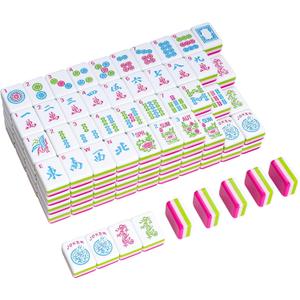 TIASUSAN Engraved American Mahjong Tile Set(4 Layer), 166 Acrylic Mahjong Tiles with A Carrying Bag and Accessories