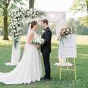 Wedding Easel Stand for Signs, 60" Metal Easel for Christmas Party Welcome Signs, Large Adjustable Display Stand for Wedding Baby Shower Birthday, with Chain Support, Easy Required (Gold)