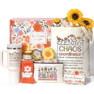 Thank You Gifts for Women, Christmas Chaos Coordinator Gifts for Coworker Employee Manager Boss Lady Teacher Nurse Coworker Appreciation Gift Birthday Care Package Gift with 40 OZ Tumbler Tote Bag