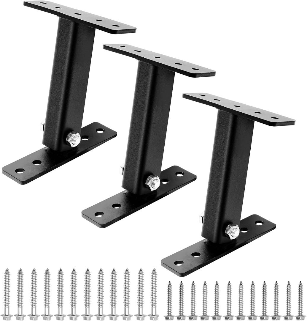3 Pack Roof Riser Brackets Kit,Patio Roof Riser,Pergola Roof Riser Beam Brackets,Adjustable Heavy Duty Pergola Roof Brackets for Wood Patio Cover Pergola Gazebo, Black, 3PC-2INCH