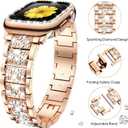 Mesime Compatible for Apple Watch Band with Screen Protector Case, Jewelry Replacement Bands 46mm 45mm 44mm 42mm 41mm 40 mm 38mm 2 Pack Protective Cover for iWatch Series 11/10/9/8/7/6/5/4/3/2/1/SE Women