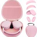 Smart Case for Apple AirPods Max Supports Sleep Mode, with Ear Pad Case Cover/Ear Cups Cover/Headband Covers Silicone Accessories for AirPods Max Headphones,Hard Portable Carry Travel Storage Bag,Pink