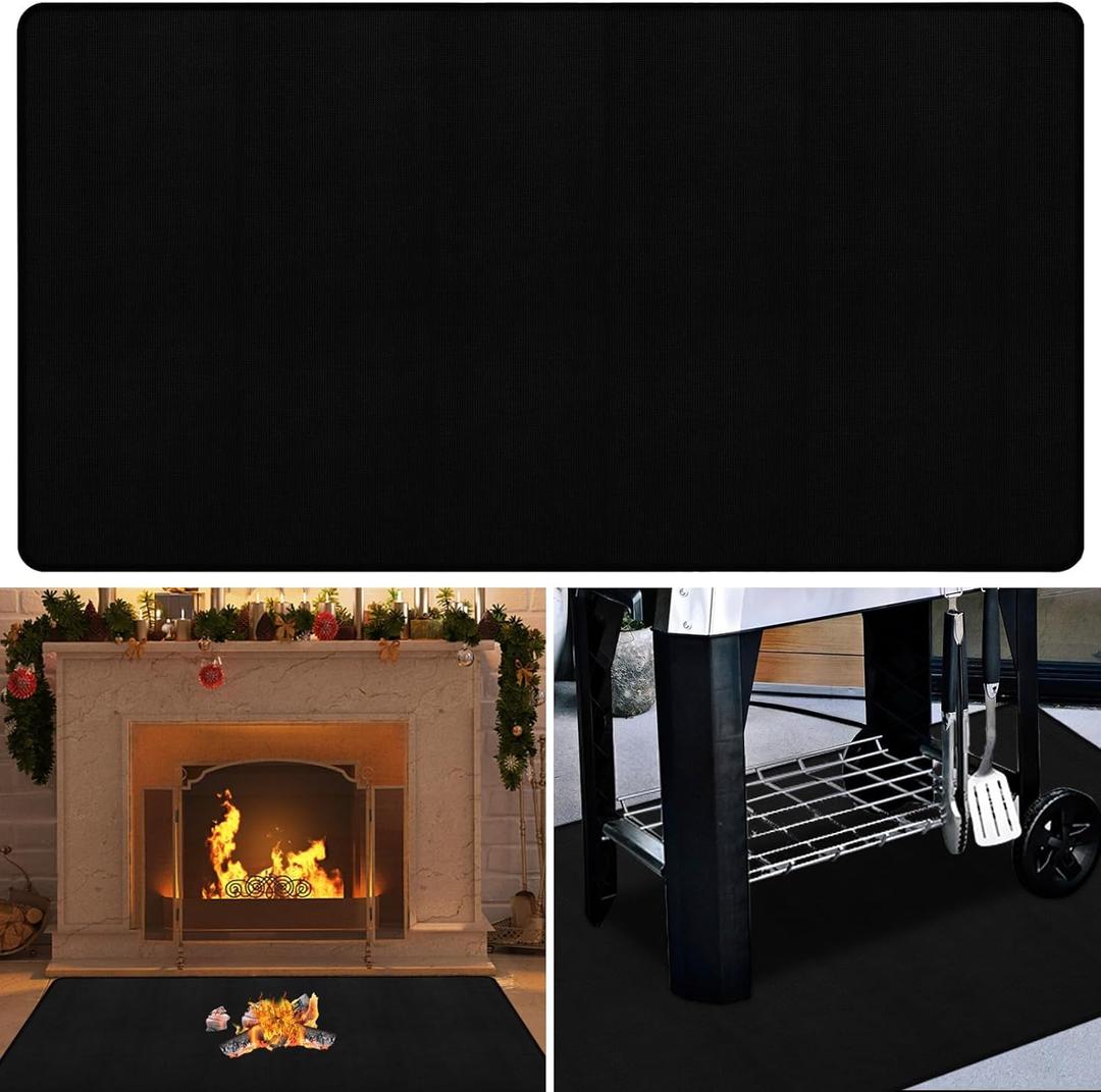 32x60inch Fireproof Hearth Mats for Fireplaces Fire Resistant Rectangle Fire Pit Mat,Fireproof Grill Pads,Under Grill Mat for Outdoor Charcoal,Smokers,Gas Grills,Deck and Patio Protective Mats