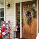 Daifunli Patriotic Wreath for Front Door 16 Inch Red White Blue Wreaths Memorial Day 250th Anniversary 4th of July American Flag Decorations for Independence Day Wall Window Home Porch Holiday Decor