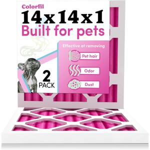 Colorfil 14x14x1 Air Filter (2-Pack) | Made in the USA | Color Changing | Remove Cat and Dog Odor | MERV 8 for Pet Hair Dander and Dust | 13.75"x13.75"x0.75" Exact Size