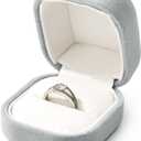 Premium Velvet Ring Box Jewelry Gift Box Small Rings Holder for Birthday, Proposal, Engagement,Wedding, Valentine's Day (Grey)