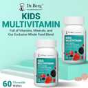 Dr. Berg Kids Chewable Multivitamins (NOT Sweetened w/Sugar) - Daily Multivitamin for Kids that Includes 20 Nutrients & Trace Mineral Complex - Mixed Berry Chewable Vitamins for Kid - Red Wafers