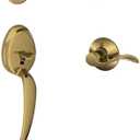 SCHLAGE Plymouth Single Cylinder Handleset and Left Hand Accent Lever, Antique Brass (F60 PLY 609 Acc LH) Large