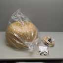 Bamboo Large Plug in Pendant Light with 14ft Handmade Woven Light Cord, Dimmable Switch, Rustic Basket Hanging Lamp for Bedroom Kitchen Island Farmhouse Dining Room Living Room, 17.8 inch Width