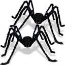 ZMCINER Halloween Spiders Large Outdoor Big Spider Decorations Realistic Scary Hairy Halloween Decor (2 Pack 59 Inch)