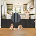 Reinforced 150 Inch Extra Wide Retractable Dog Gates for Doorways, Stop Babies and Dogs from Crawling Under, Extra Wide Baby Gates for Large Openings, Mesh Baby Gate Retractable Pet Gate Outdoor Black