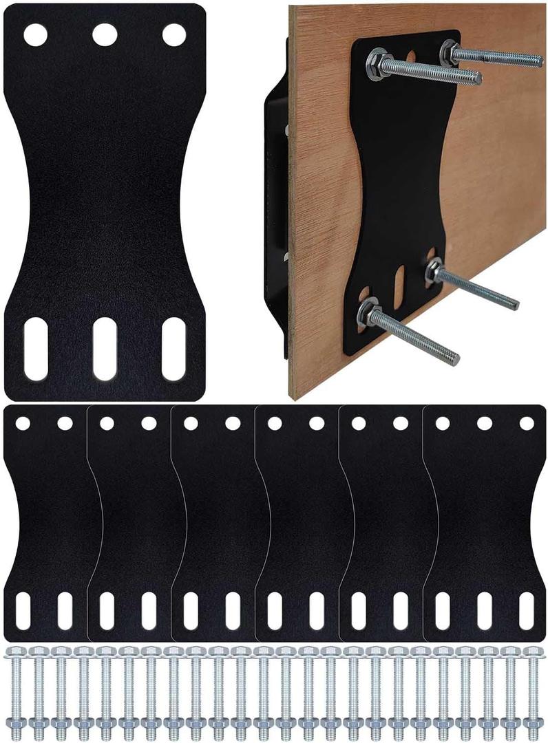 6 Pcs E-Track Rail Mounting Back Plate E Track Plate Installation Kit Heavy Duty X-Track & E-Track Backing Plate with Bolts, Nuts, and Washers for Enclosed/E-Track Tie-Down System