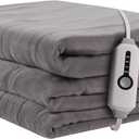 Electric Heated Blanket 62"x84" Twin Size, Soft Coral Fleece with 4 Heating Levels and 10 Hours AutoOff, Machine Washable, Cozy Plush Fabric for Home, Light Gray