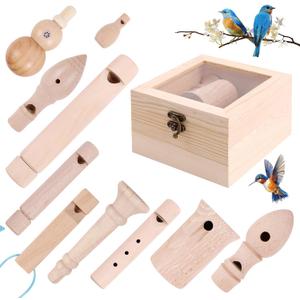 Handcrafted 10-Piece Wooden Bird Call Game Set in Acrylic Wooden Box - Unique Gifts for Birdwatchers, Nature Lovers, Outdoor Exploration & Education