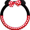 Cute Car Steering Wheel Cover, Universal Fit 15 Inch Soft Comfortable Plush Anti Slip & Odor Free Car Wheel Protector for Women Girls Red