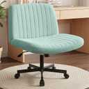 Orange Factory Criss Cross Chair Wheels Wide Cross Legged Office Desk Vanity Chair Comfy Fabric Armless Adjustable Swivel for Home Computer Task (Mint Wheel, Fabric)