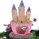 Castle Aquarium Decoration for Freshwater and Saltwater Fish Tanks Ornament Aquarium Decorations, PINK Aquarium Resin Castle Decoration Fish Tank Castle Cave Hideouts House Plants Supplies Accessories