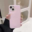 inewateri Compatible for iPhone 16 Pro Case with Cute Fashion Polka Dot Aesthetics Design Simple Case for Soft TPU Slim Protection Case for iPhone 16 Pro-Pink