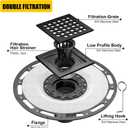 4 Inch Shower Drain Compatible with Schluter Kerdi System, Bonding Drain with PVC Bonding Flange for Schluter Shower Kit, Diamond Pattern Grate (Black)